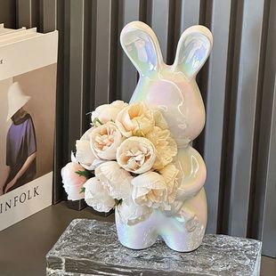 Creative Hand-Held Rabbit Vase, High-End Wine Cabinet, Entrance Hall, Flower Arrangement, Living Room, Home Desktop Decoration, Housewarming