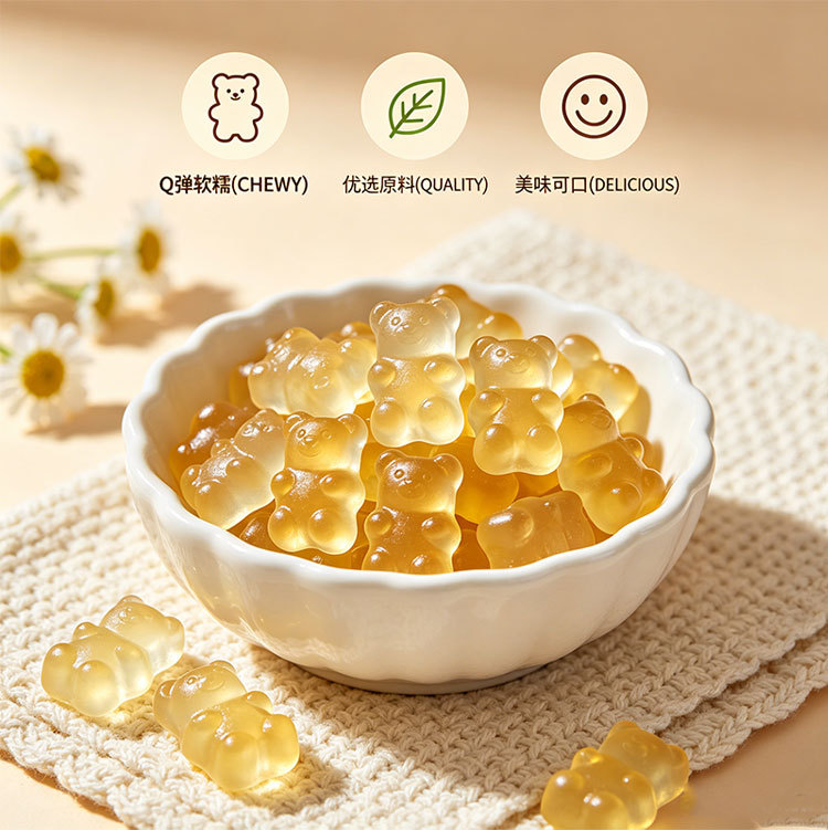 Probiotic Gummy Bears (Lactobacillus Blend) — Yogurt-Flavored Gel Candy, 60g Bottle in use
