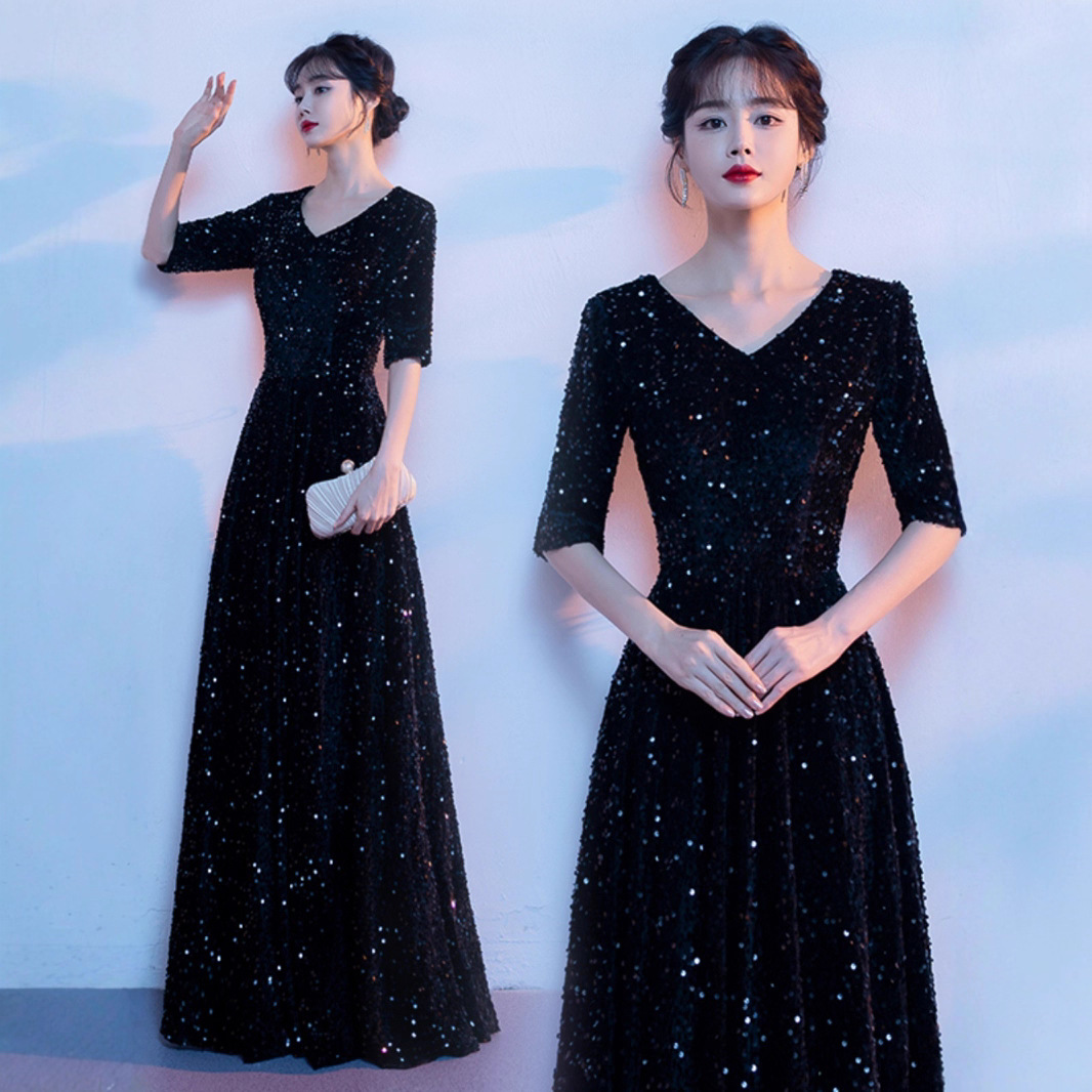 Festival Performance Clothing Choir Competition Women's Long Skirt 2025 New Adult Host Recitation Conductor Dress Classy