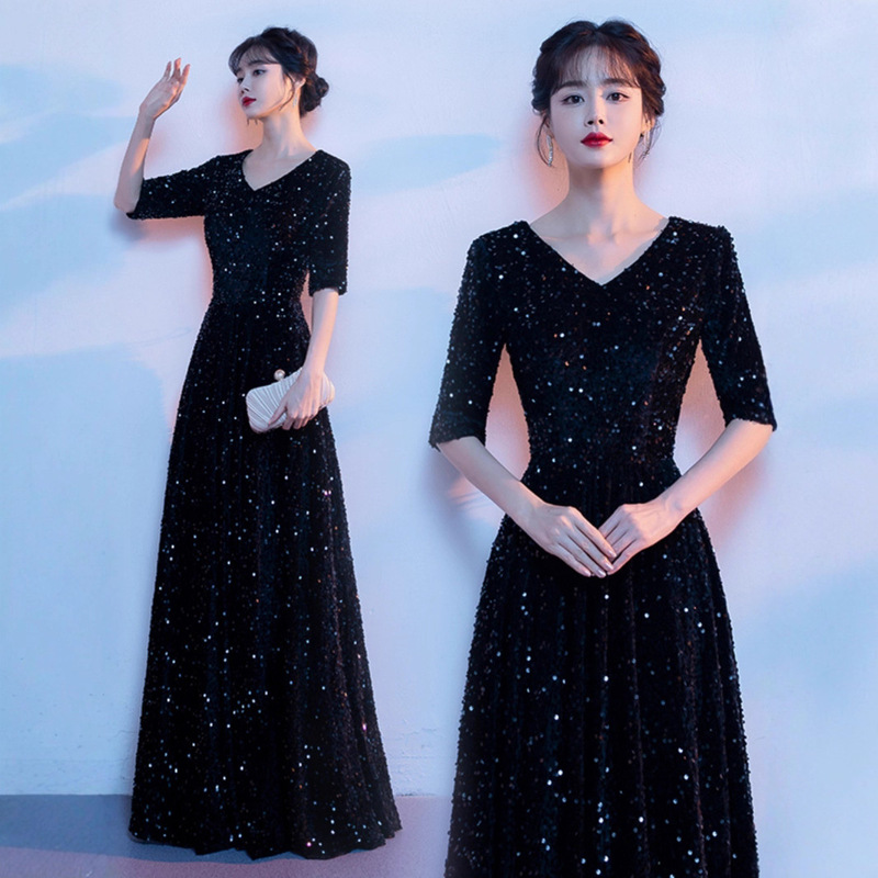Festival Performance Clothing Choir Competition Women's Long Skirt 2025 New Adult Host Recitation Conductor Dress Classy