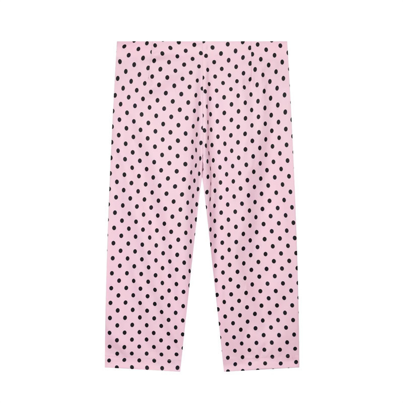 Foreign Trade European and American Style 2026 Summer New Fashionable Mid-Waist Elastic Polka Dot Capri Pants 4661446