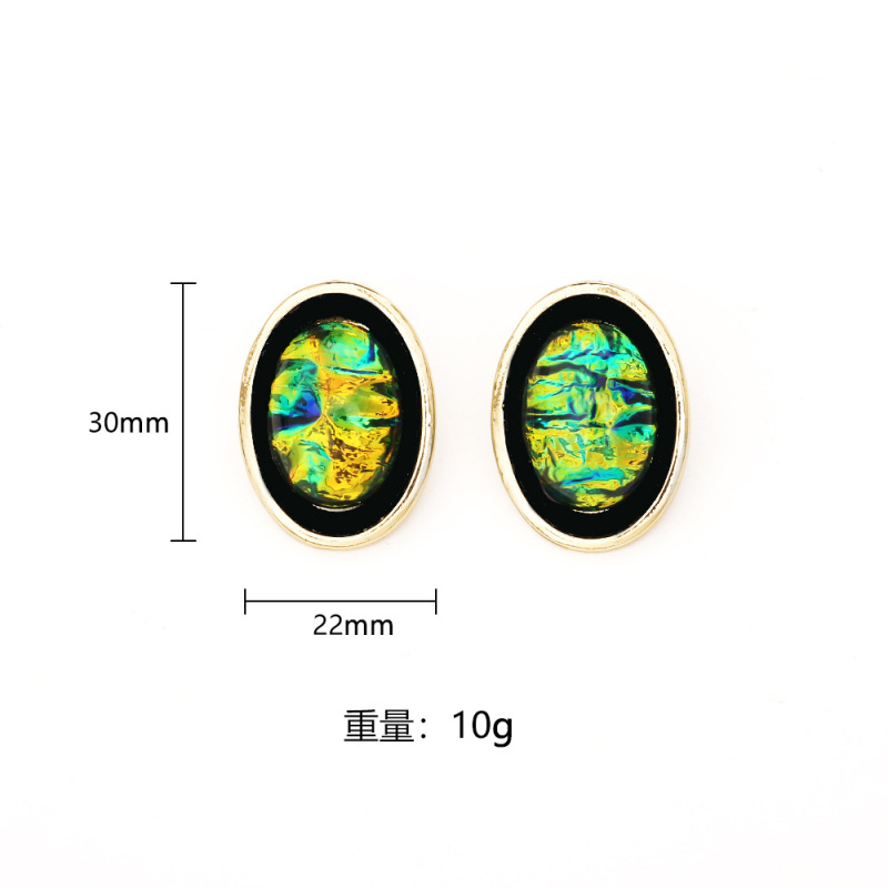 复古轻奢椭圆贝壳耳钉高级感时尚气质个性耳环小众设计冷淡风耳饰|undefined
