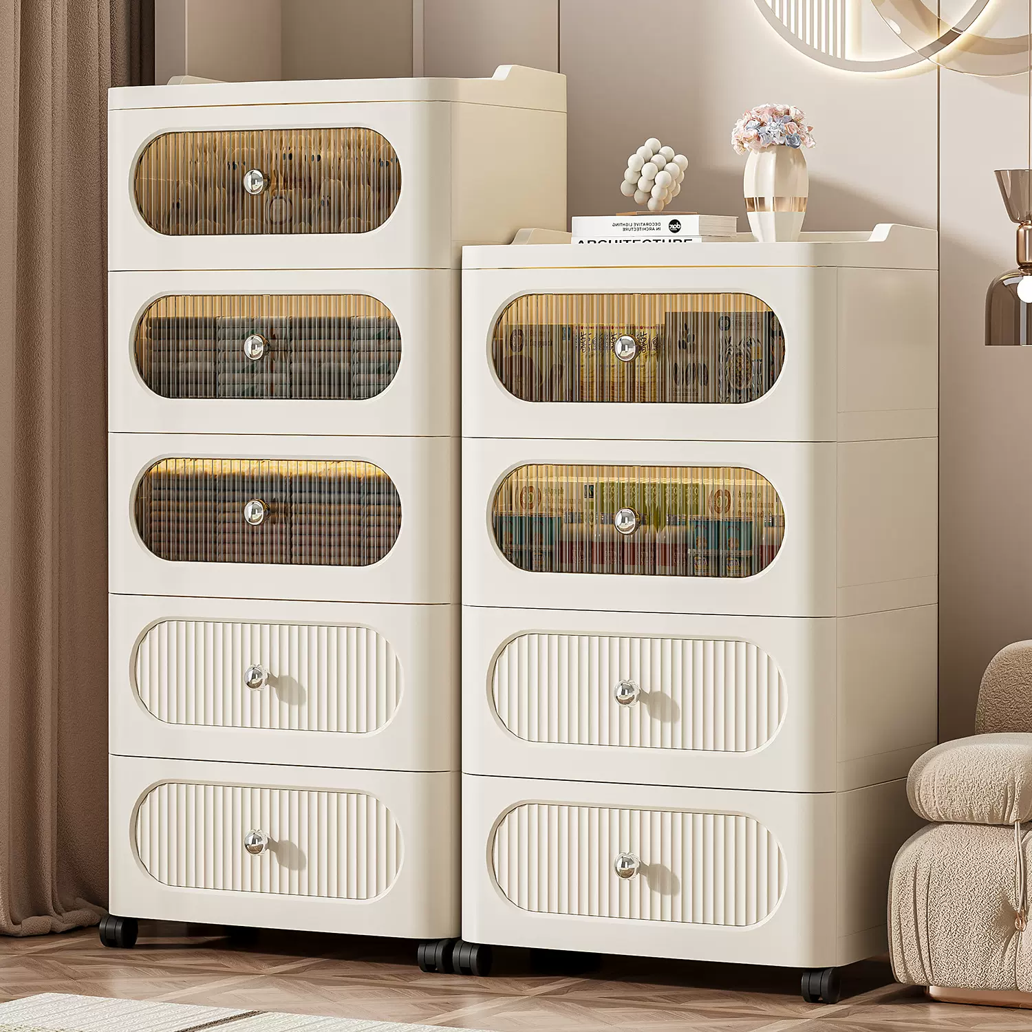 跨境新款加厚PP塑料多层落地式收纳柜抽屉式大容量杂物玩具储物柜