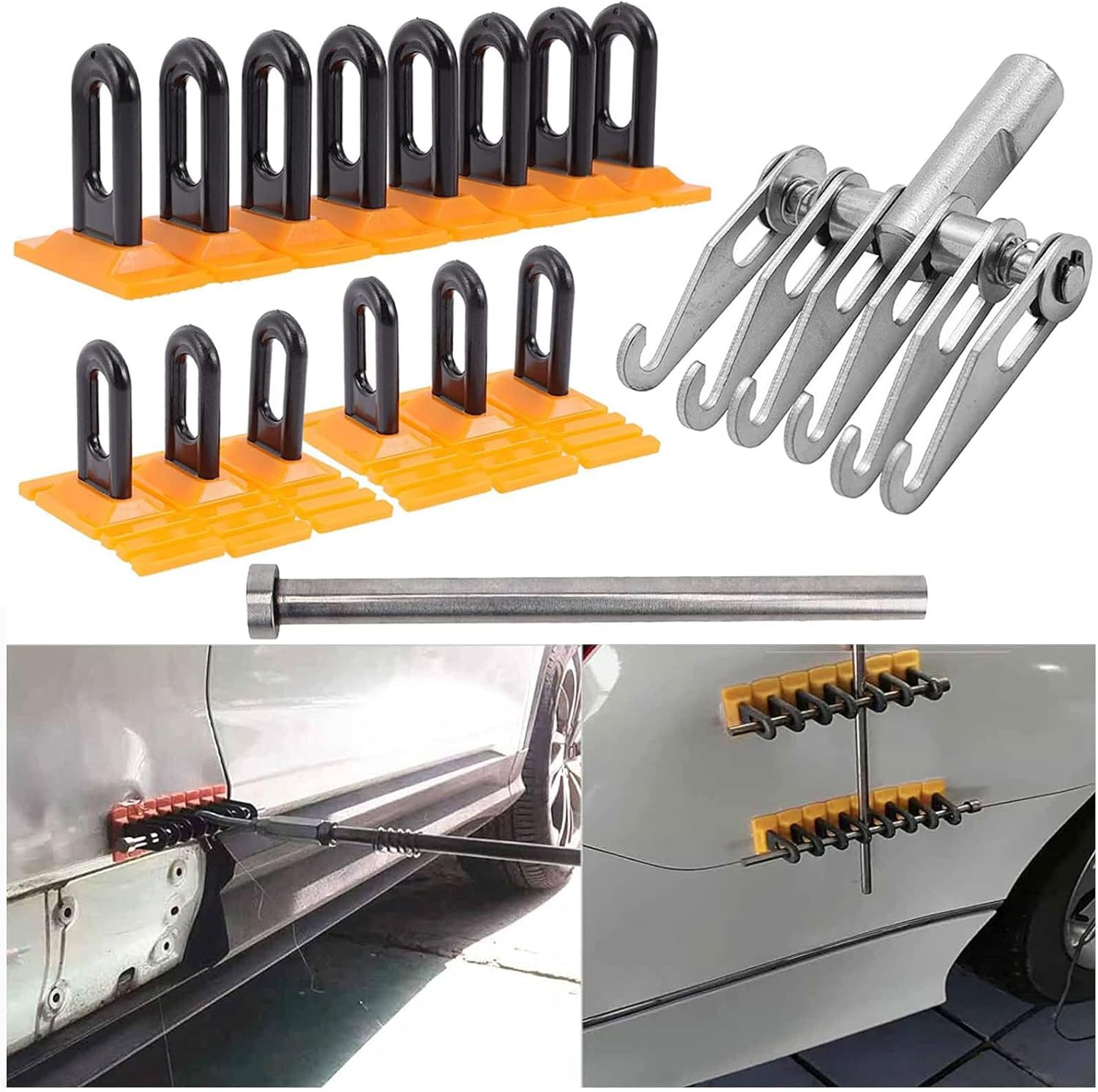 汽车凹陷修复配件工具 新款黄色拉排 长条凹坑凹痕免钣金组合垫片