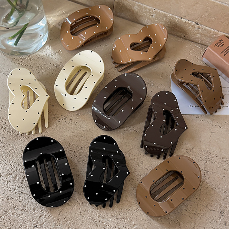 Cross-Border High-End Hair Clip Autumn and Winter New Style Oval Hair Clip with a Touch of Love Simple Hair Shark Clip Wholesale