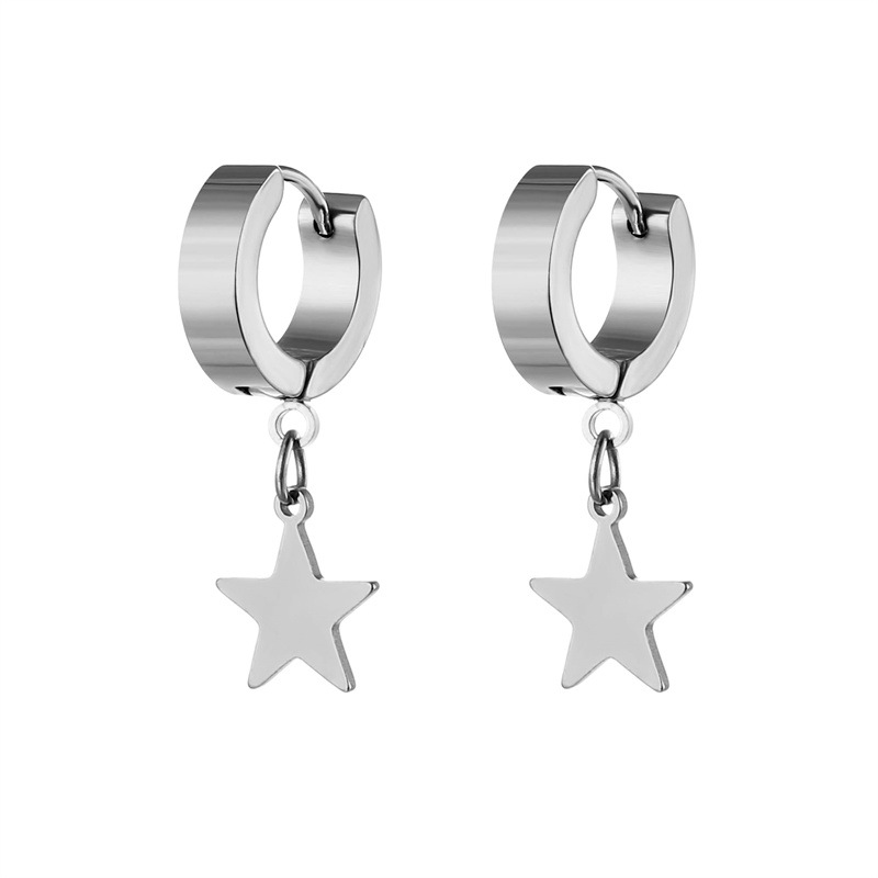 1 Piece Simple Style Pentagram Stainless Steel Plating Drop Earrings display picture 4