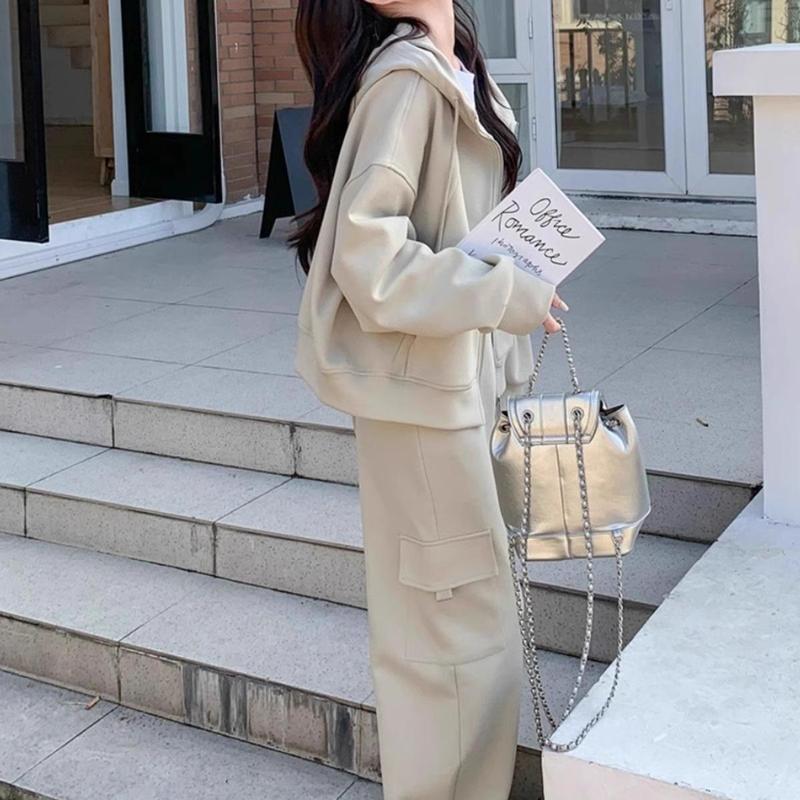 学院风休闲套装女2025秋新款小个子运动连帽卫衣外套卫裤两件套|undefined