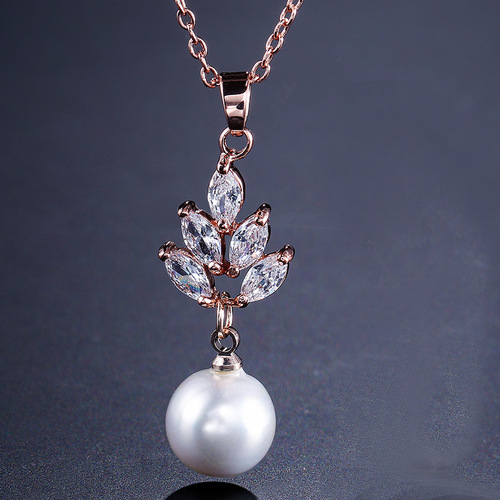 RAKOL European and American Style Bridal Wedding Jewelry Set: Elegant, Versatile Pearl Pendant Earrings & Necklace – Two-Piece Ensemble