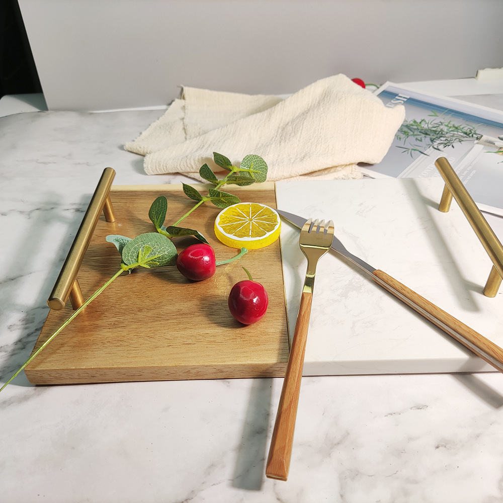 Fábrica de bandejas de mármol de estilo nórdico paneles de pastel de frutas de sushi bandejas de mármol de madera acacia