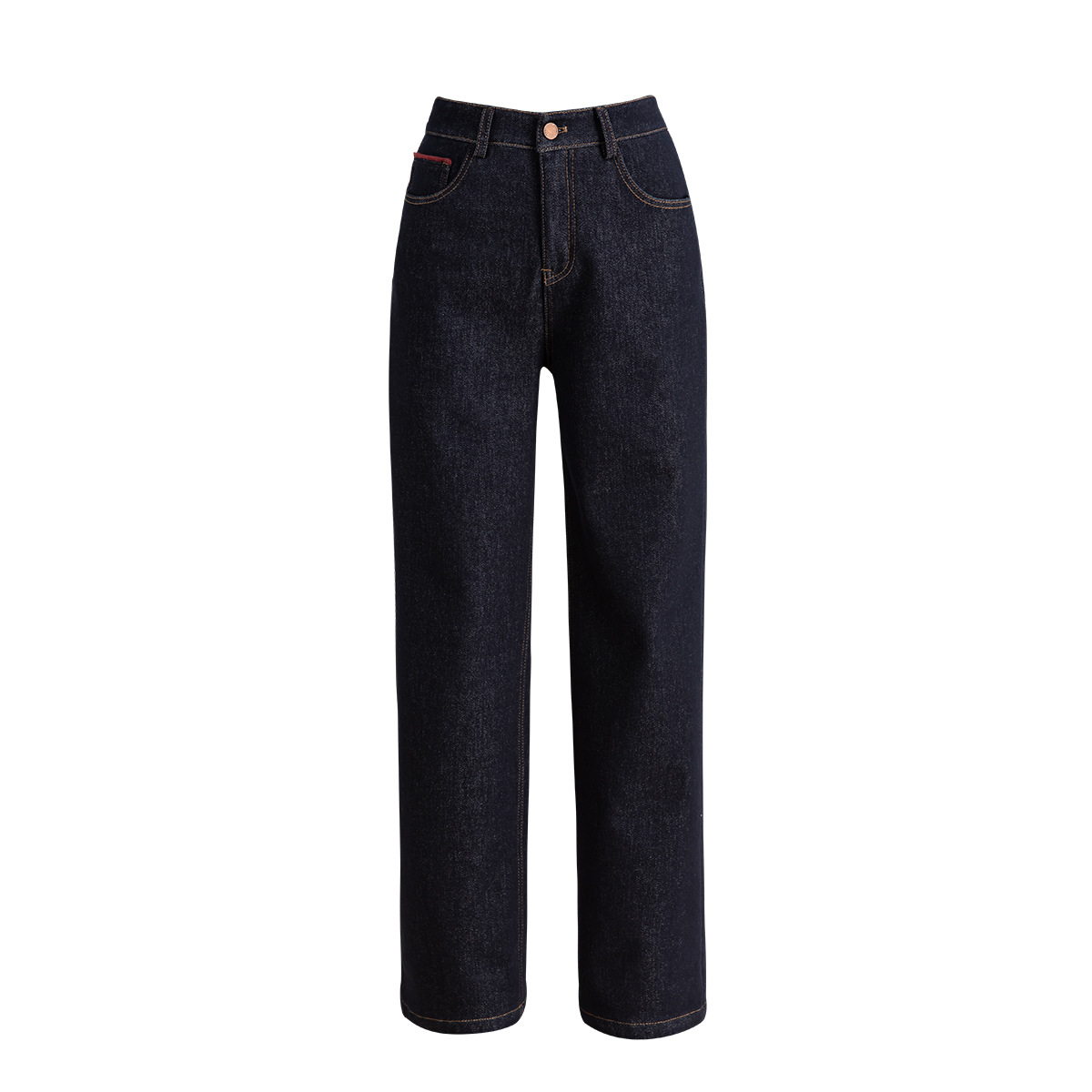 Quần jean nữ ống rộng dáng suông cổ điển — màu xanh denim