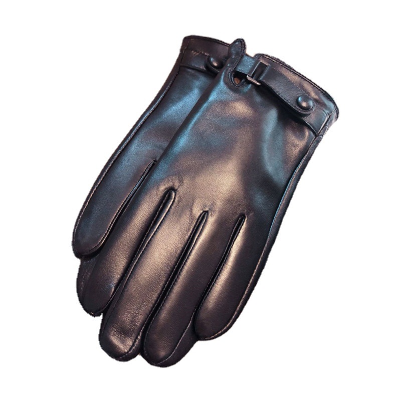 Guantes térmicos de piel de oveja para hombre Otoño e Invierno forrados de vellón engrosados a prueba de frío al aire libre motocicleta guantes de pantalla táctil