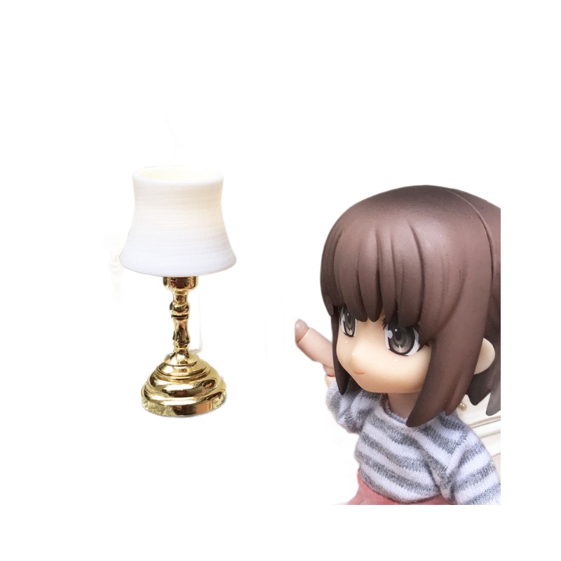 1:12 Dollhouse mini modelo OB11 escena moderna simple LED blanco cubierta lámpara de mesa se puede encender