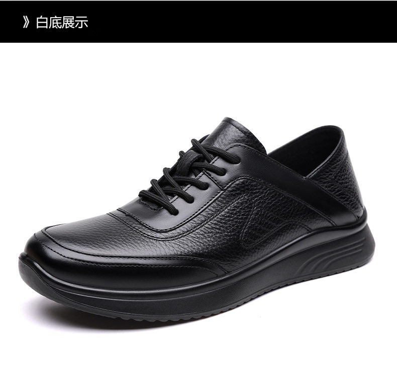 Giày lười nam da bò thật mũi tròn đế mềm chống trượt, kiểu slip-on nhẹ chân — D7913 Đen chi tiết 16