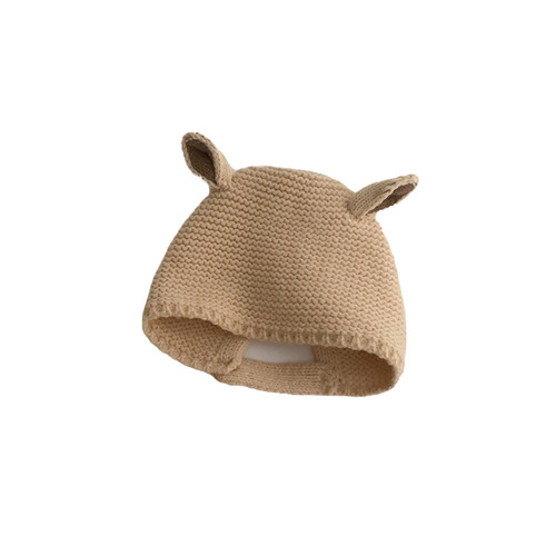 Baby hat autumn and winter ear protection boy baby woolen hat warm super cute cute pure cotton knitted pullover hat for girls