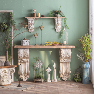 French Retro Art Entrance Table Living Room Wall Relief Porch Table Decorative Table Table