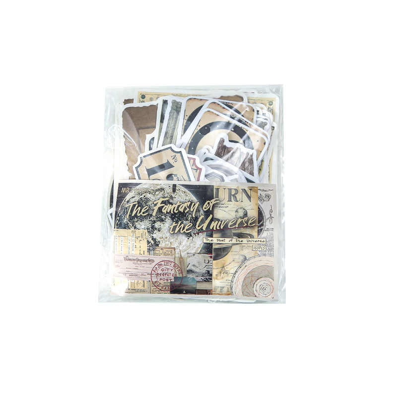 Papel Sr. material transfronterizo paquete de fantasía universal serie de texto retro collage material de decoración de cuentas 160