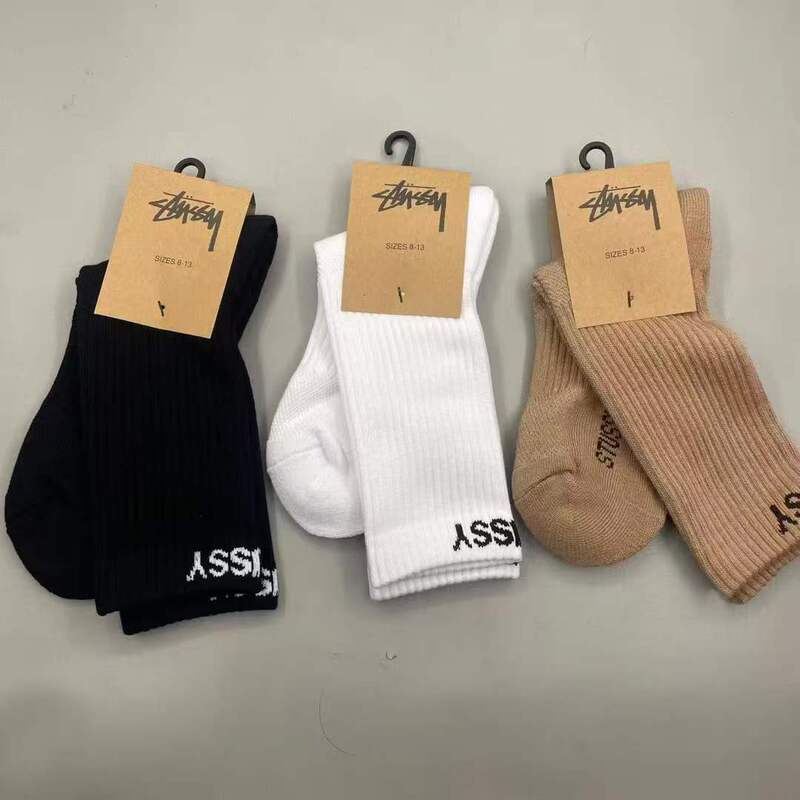 St Stussy Mid-Calf Cotton Socks for Men and Women, Trendy Letter Socks, Sweat-Absorbent and Breathable Sports Socks, Towel Bottom, Three Colors, New Model