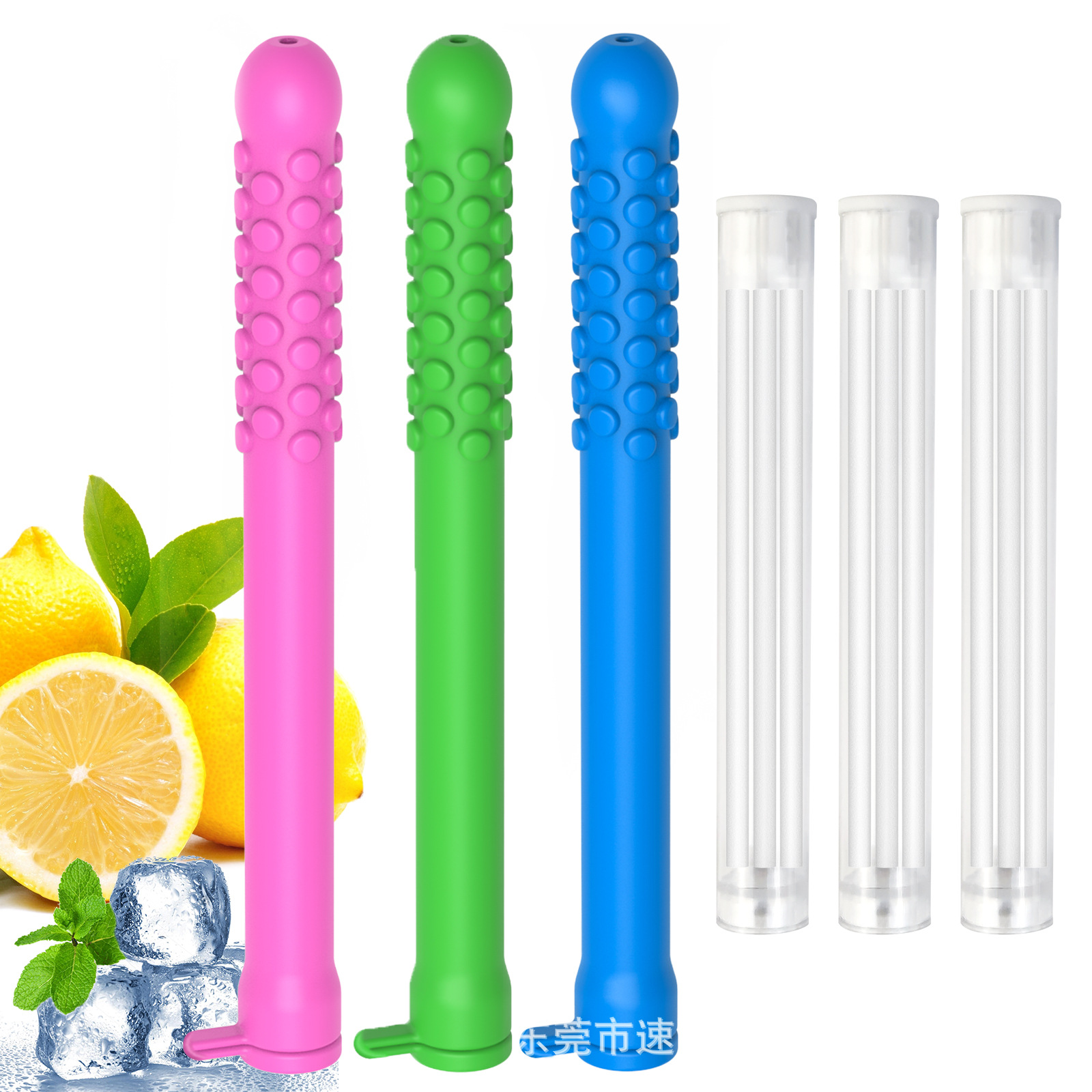 3팩 - 딸기 1개 + 레몬 1개 + 민트 1개 + 밀봉 튜브 3개 + 면 심지 9개