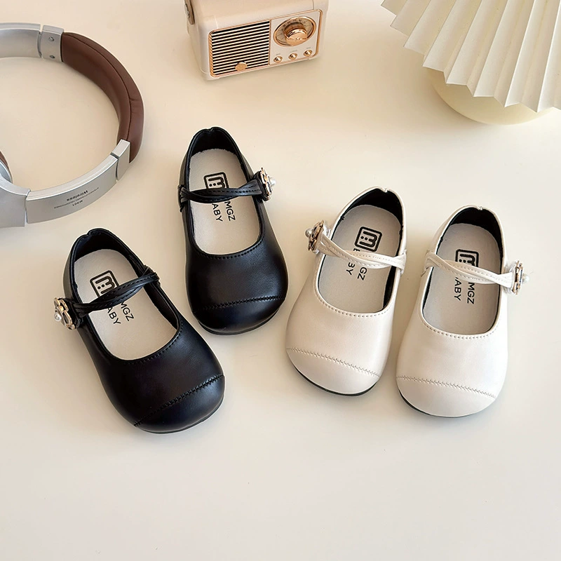 Обувь принцессы для девочек обувь детская обувь 2025 новая весна и осень студенческая кожаная обувь детская плоская обувь для девочек мягкая подошва одиночная обувь