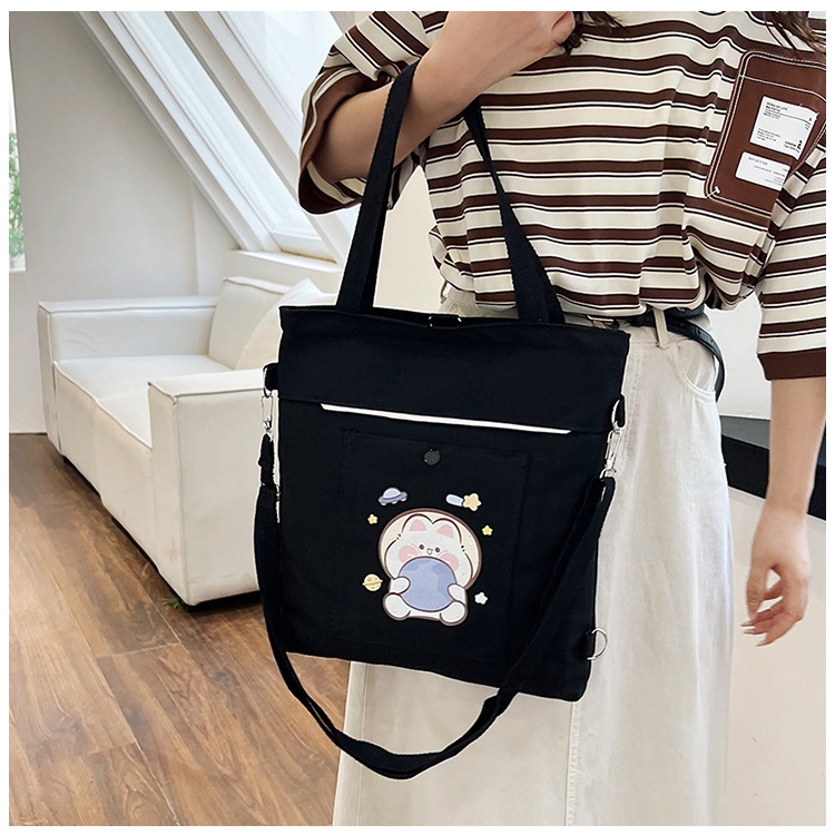 Wholesale of 2025 new cartoon casual canvas bags, large-capacity, fashionable and cute girl single-shoulder bags and tote crossbody bags undefined