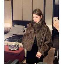 2025立领皮毛新款一体仿水貂绒短款仿皮草外套毛毛加厚外套女