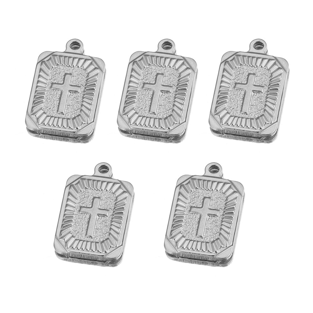 Acero inoxidable rectangular lanzamiento Cruz colgante DIY joyería hip hop punk colgante vacío chapado