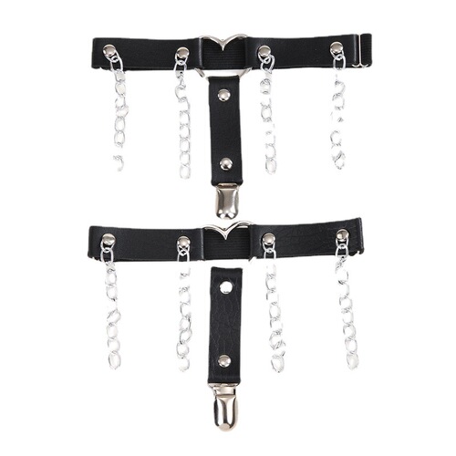 Cross-border women's sexy PU body decoration stocking clip body garter belt jk girl style decoration sexy leg ring belt