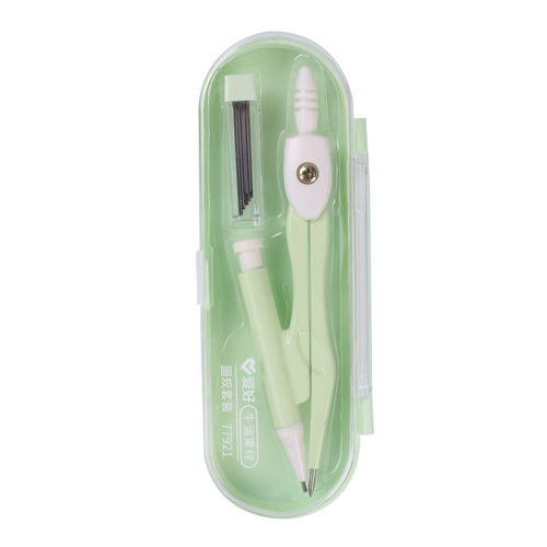 Hobby stationery Matcha green compass set student metal compass office drawing ruler exam 2-piece set