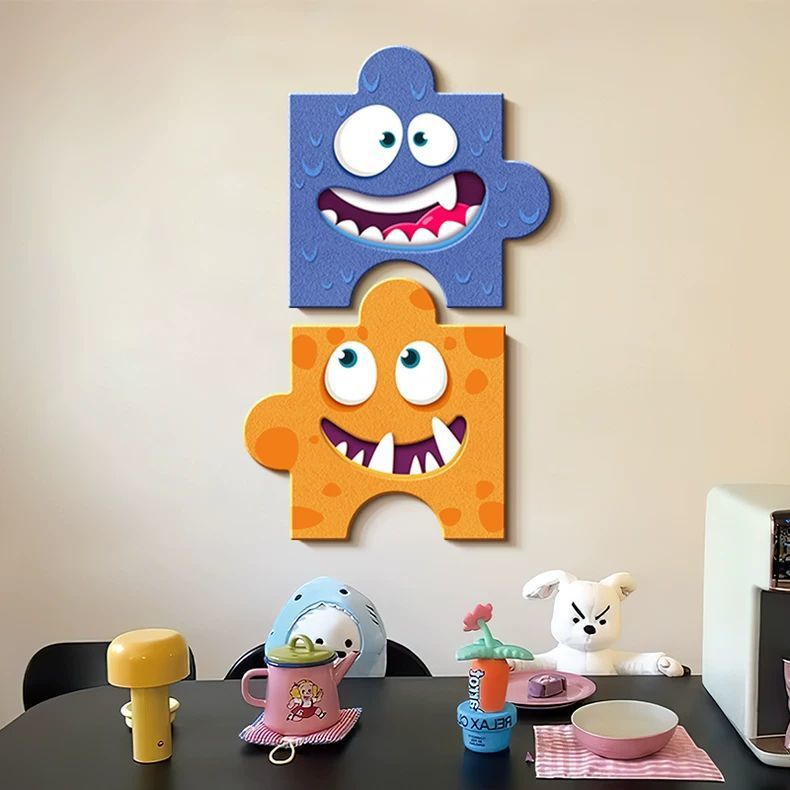多巴胺客厅装饰画拼图创意趣味沙发背景墙贴画卡通潮流餐厅墙壁画