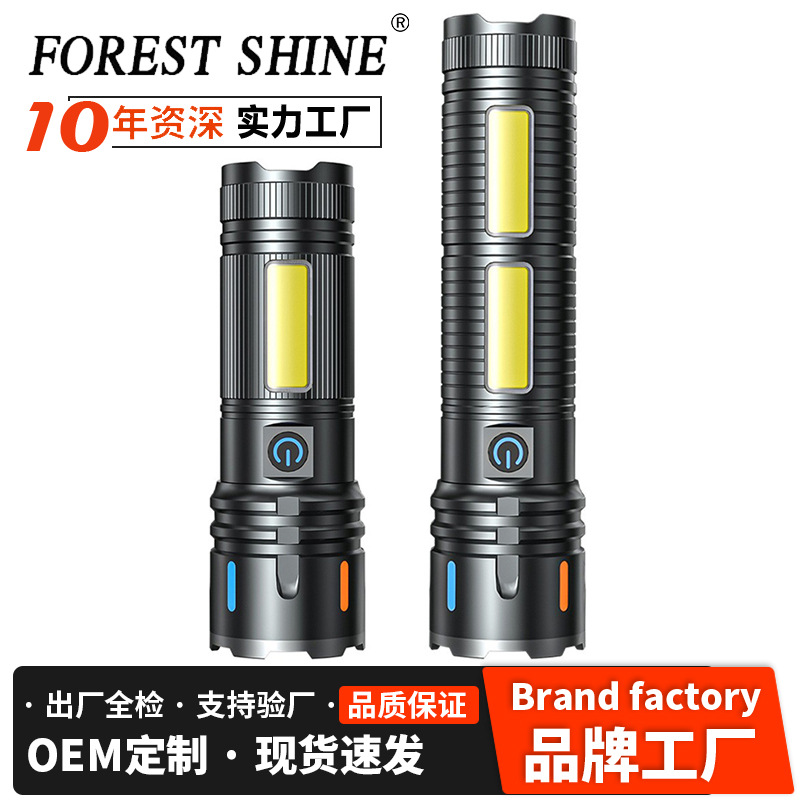 Linterna al aire libre transfronteriza luz alta luz alta luz larga batería recargable pequeña lámpara eléctrica antorcha doméstica