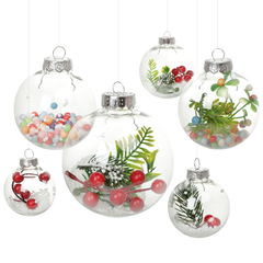 Christmas Ball with Cross-Border Hat, High-Transparent PET Plastic Ball, Shopping Mall Party Decoration Hollow Sphere Christmas Ornament