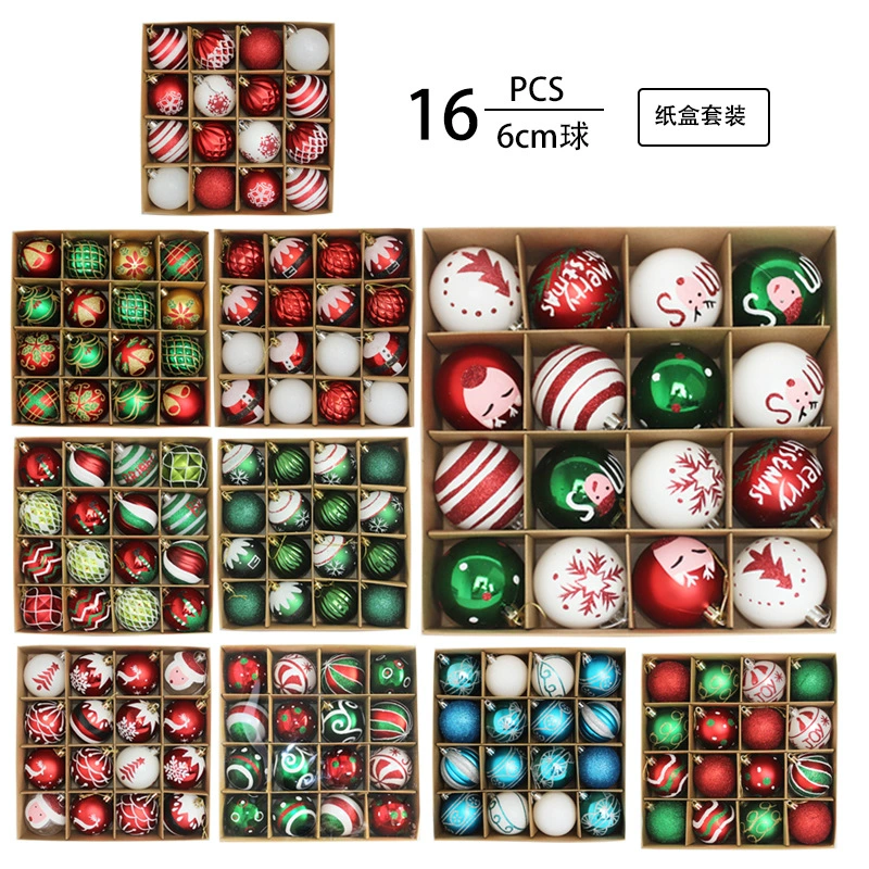 Оптовая продажа Рождество 16pcs Рождественская цветная цветная подарочная коробка 6cm набор Рождественская елка декоративные шарики подарочные украшения