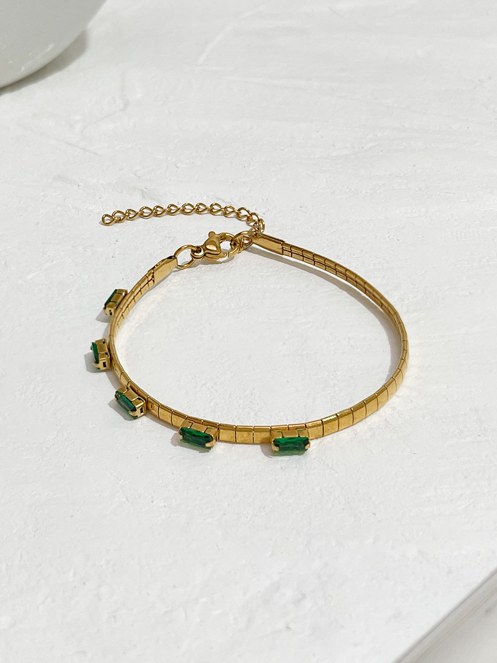 Retro Color Block Stainless Steel Plating Chain Inlay Zircon Necklace 1 Piece