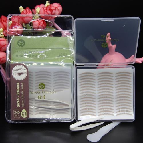 Green Color Double Eyelid Stickers 240 Times Invisible Skin Tone Grid Olive-Shaped Puffy Eyes Unisex Beauty Eye A259