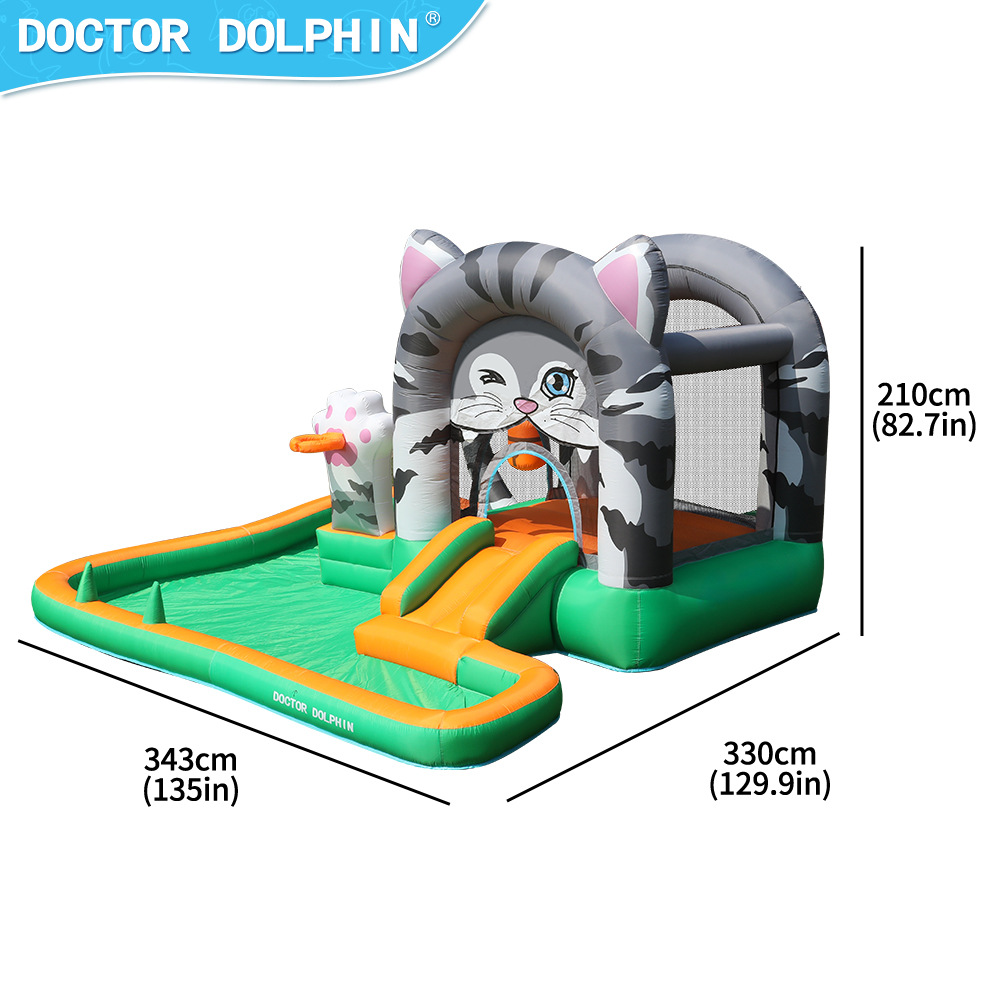 Doctor Dolphin | Castillo inflable infantil interior y exterior para niños pequeña cama de salto inflable para niños gatito cama de salto para niños Castillo