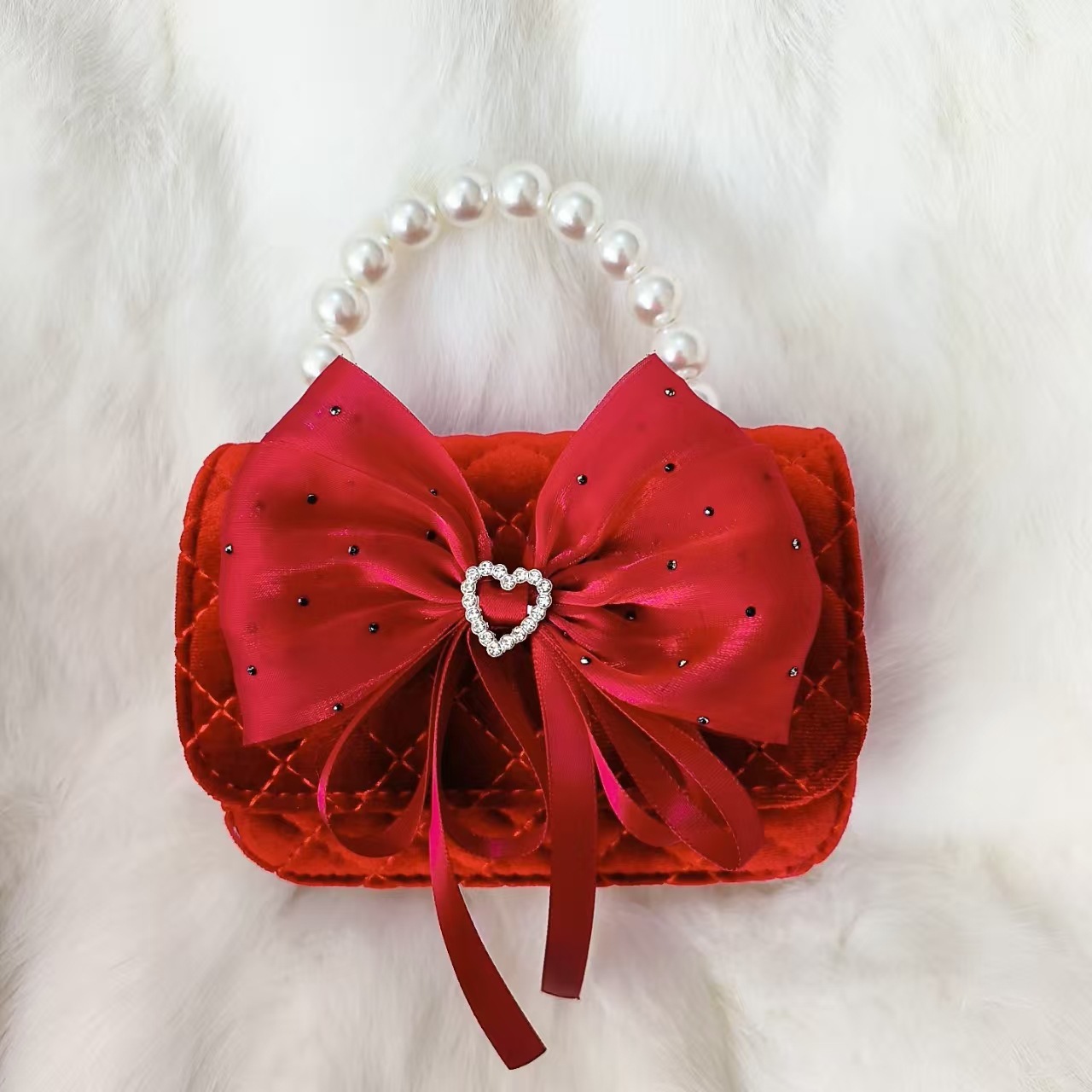 Xiaoxiang viento arco rojo princesa bolso de Año Nuevo Zhen bolso de cambio accesorios de cadena perlas bolso de hombro