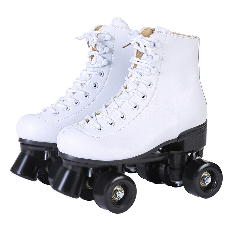 Patines de doble fila patines hebilla con patinaje de velocidad negro universal doble rueda con ruedas polea de cuatro ruedas patines brillantes