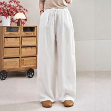 2025秋季新款亚麻哈伦长裤九分裤休闲裤子文艺复古2016