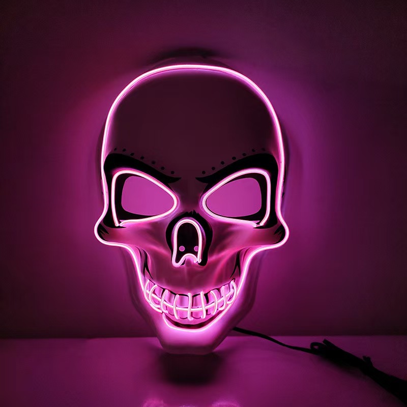 Halloween máscara de luz fría de PVC cráneo blanco máscara luminosa de fantasmas de terror