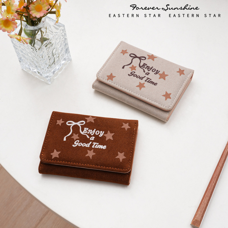 Suede Bow~Sporty Style Versatile Short Wallet Lightweight and Compact Women's Wallet 70% off Xiyin