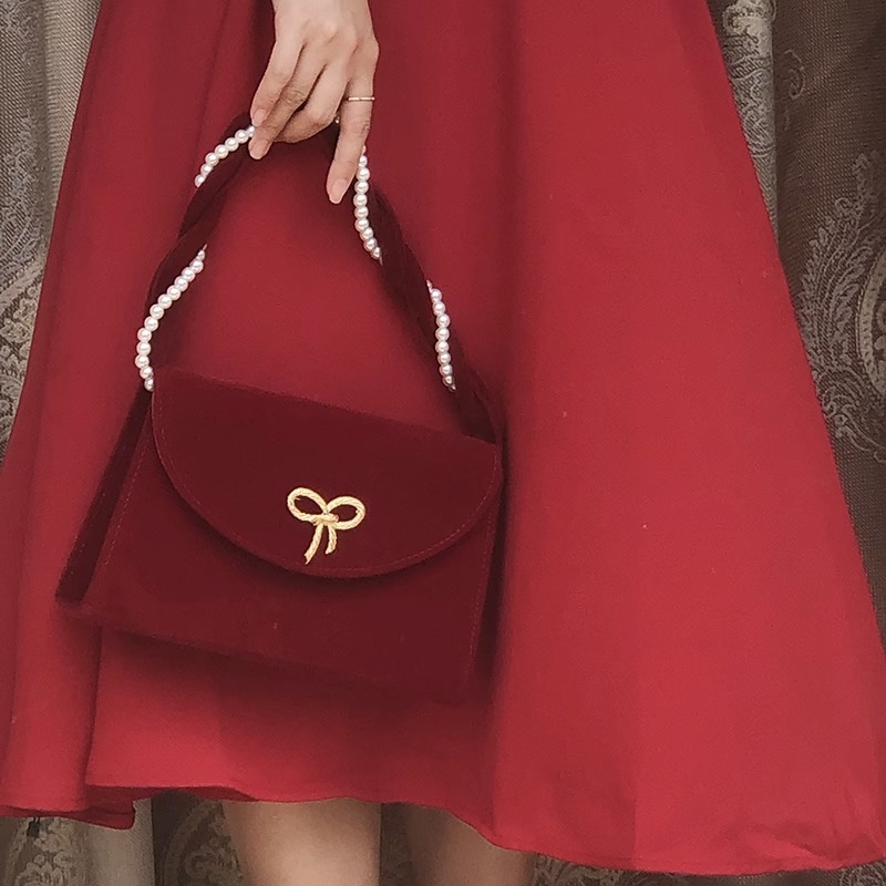 Bolso de Mano Rojo para Novia, Regalo del Día de San Valentín Chino, Bolso Bandolera con Textura Elevada para Mujer, Nuevo Modelo 2025