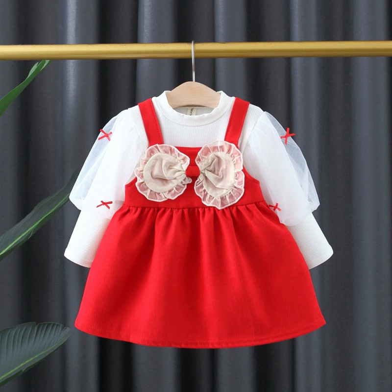 Комплект на весну, детская кофта с длинным рукавом, slip dress, западный стиль, корейский стиль, интернет-звезда, детская одежда
