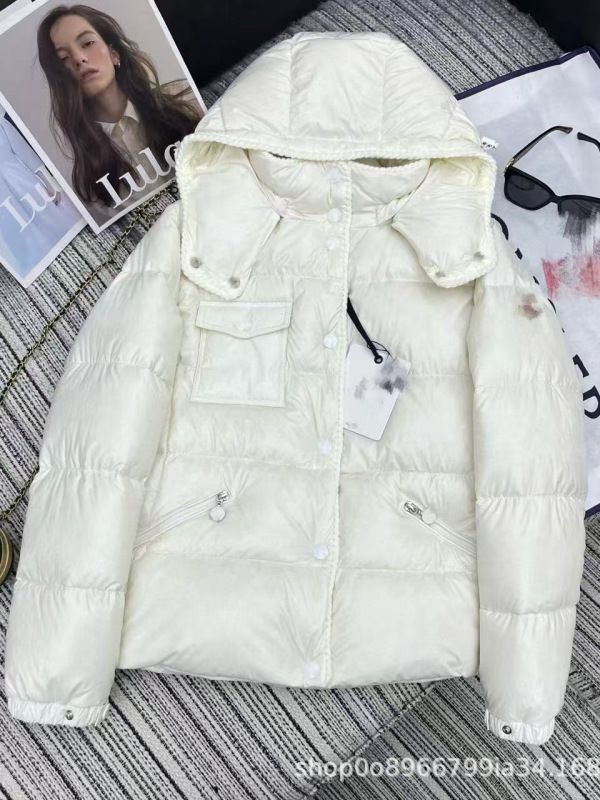 【南油玫瑰高端女装】25新款时髦百搭少女袖标钩花连帽羽绒服外套|undefined