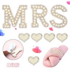 New Style Masion MZ Pearl Letter Embroidered Diamond Finished Product Pearl Heart Letter Embroidered Diamond DIY Clothing Accessories