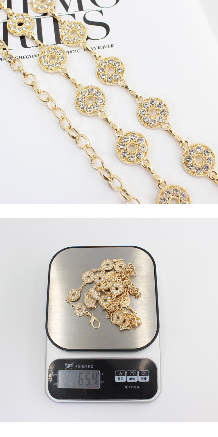 Hakenverstellbare Taillenkette, vielseitiges Damenkleid, Pullover-Dekorationskette, kleiner, duftender Feng Shui-Diamant-eingelegter, dünner Metall-Taillengürtel_voghion.com