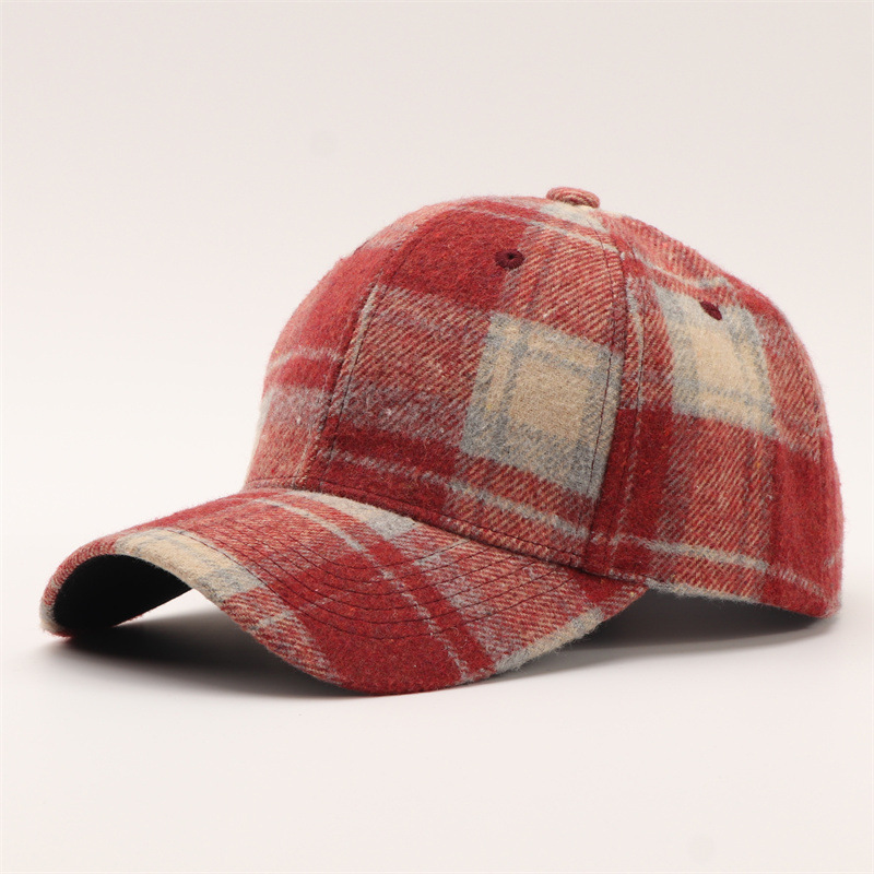 Cross-Border Amazon Autumn and Winter Houndstooth Series Baseball Caps European and American Classic Woolen Plaid Wide-Brimmed Peaked Caps Wholesale Cross-Border Amazon Autumn and Winter Houndstooth Series Baseball Caps European and American Classic Woolen Plaid Wide-Brimmed Peaked Caps Wholesale