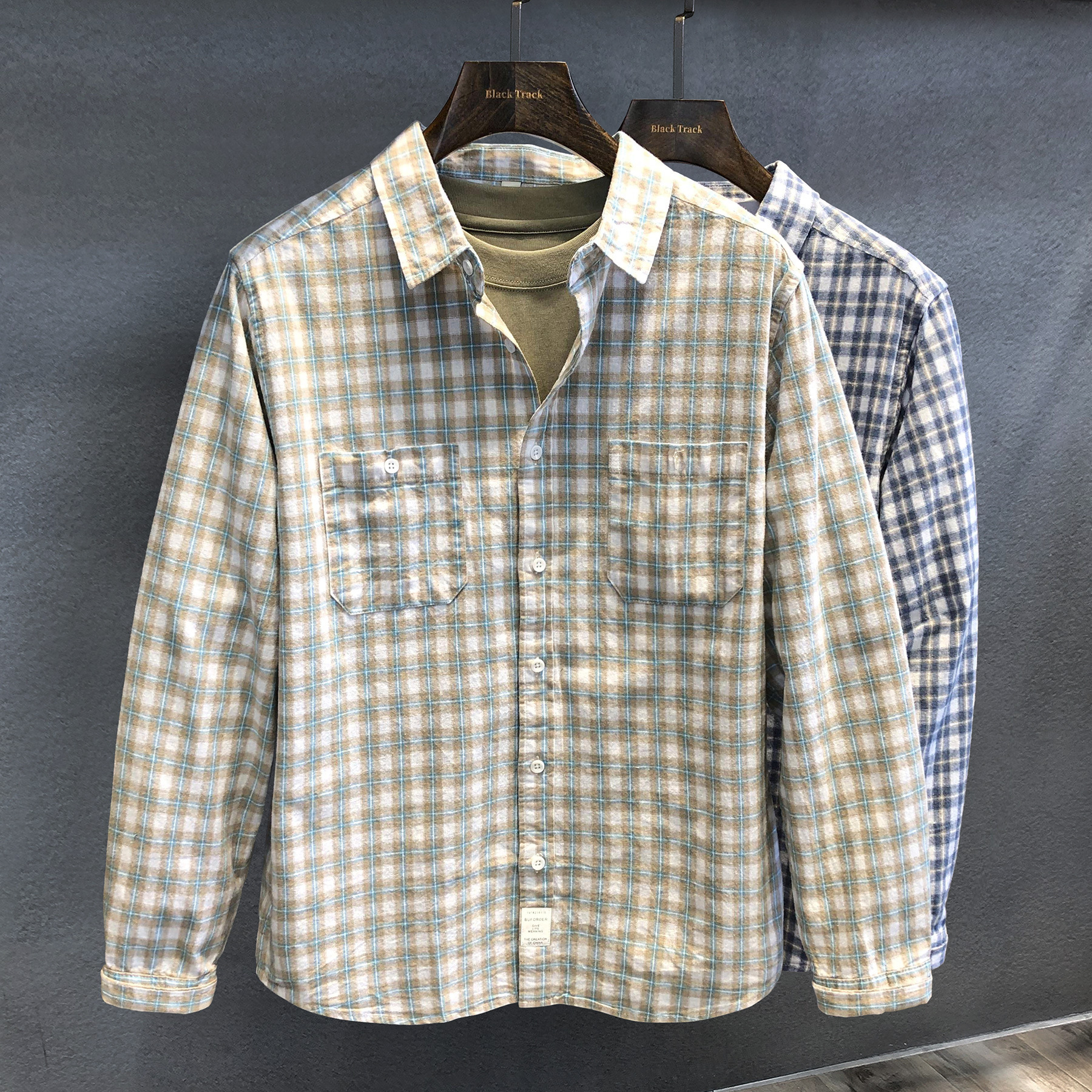 High-End Versatile Retro Fashion Plaid Long-Sleeved Shirt Men's Spring and Autumn Casual Long-Sleeved Shirt Jacket Men's Clothing