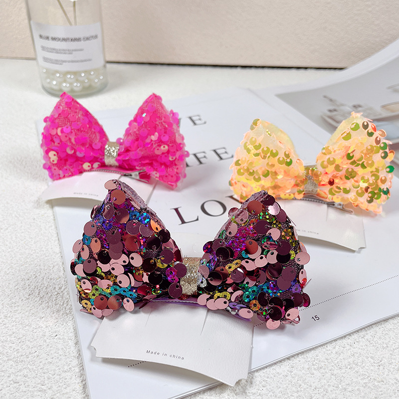 Cute Style Cute Bow Knot Sequin Hair Clip 1 Piece