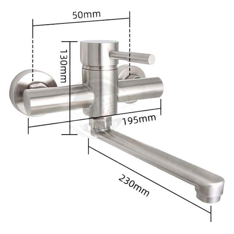 De acero inoxidable montado en la pared cocina grifo de agua caliente y fría sola manija montado en la pared cuenca de verduras grifo del fregadero giratorio SK8201
