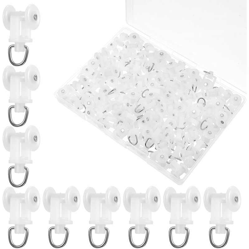 100 Pieces of Curtain Track Double-Wheel Plastic Rollers for Ceiling Curtains and Partitions, Shower Hook Curtain Track Pulleys 100 Pieces of Curtain Track Double-Wheel Plastic Rollers for Ceiling Curtains and Partitions, Shower Hook Curtain Track Pulleys